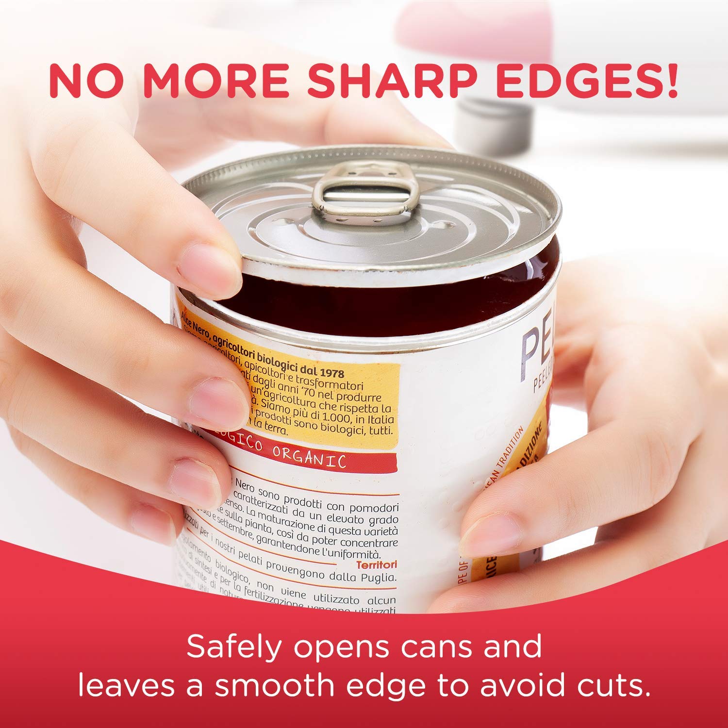 Kitchen Mama ergonomic handle for comfortable grip and reduced strain.