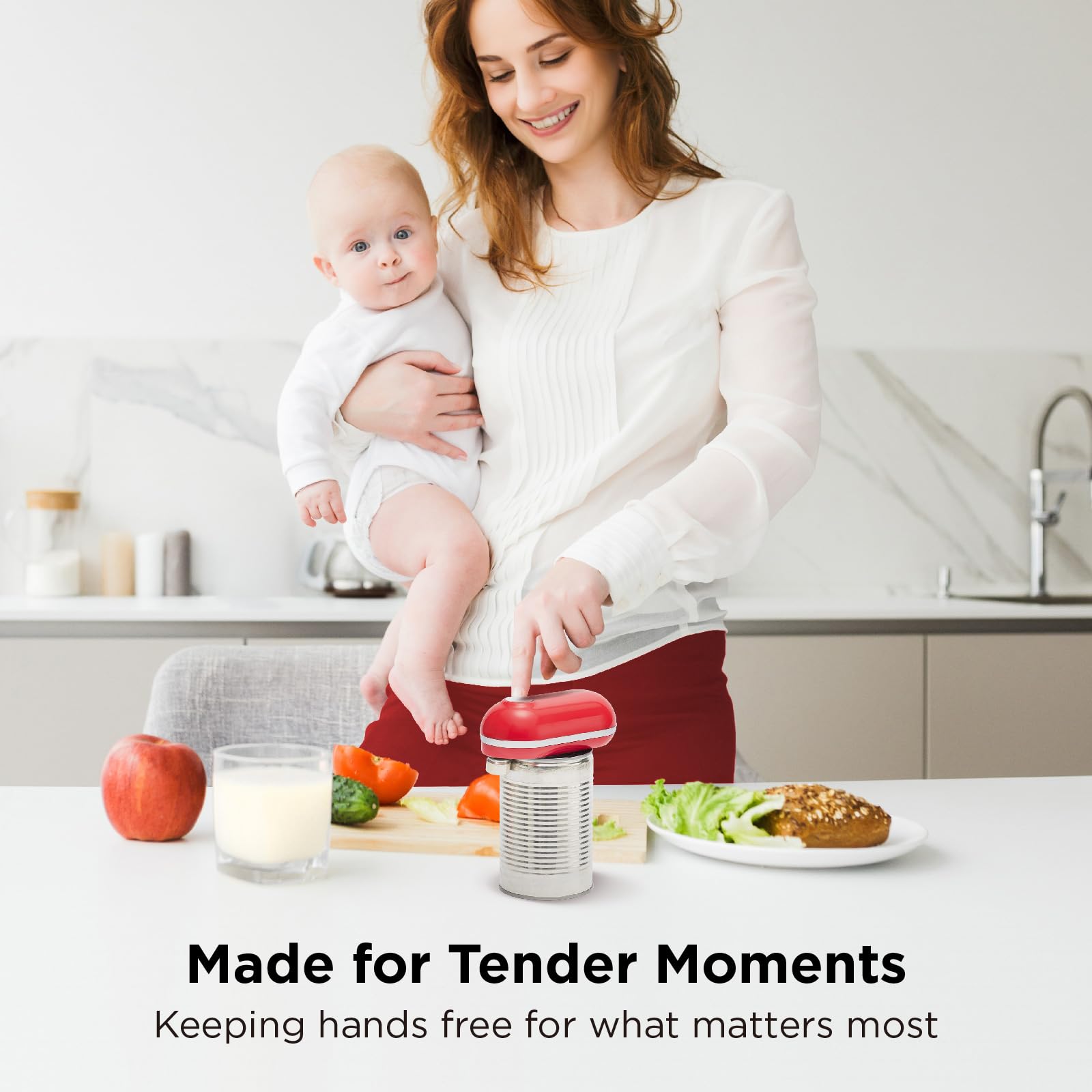 Kitchen Mama Mini Plus no food contact supports hygienic prep.