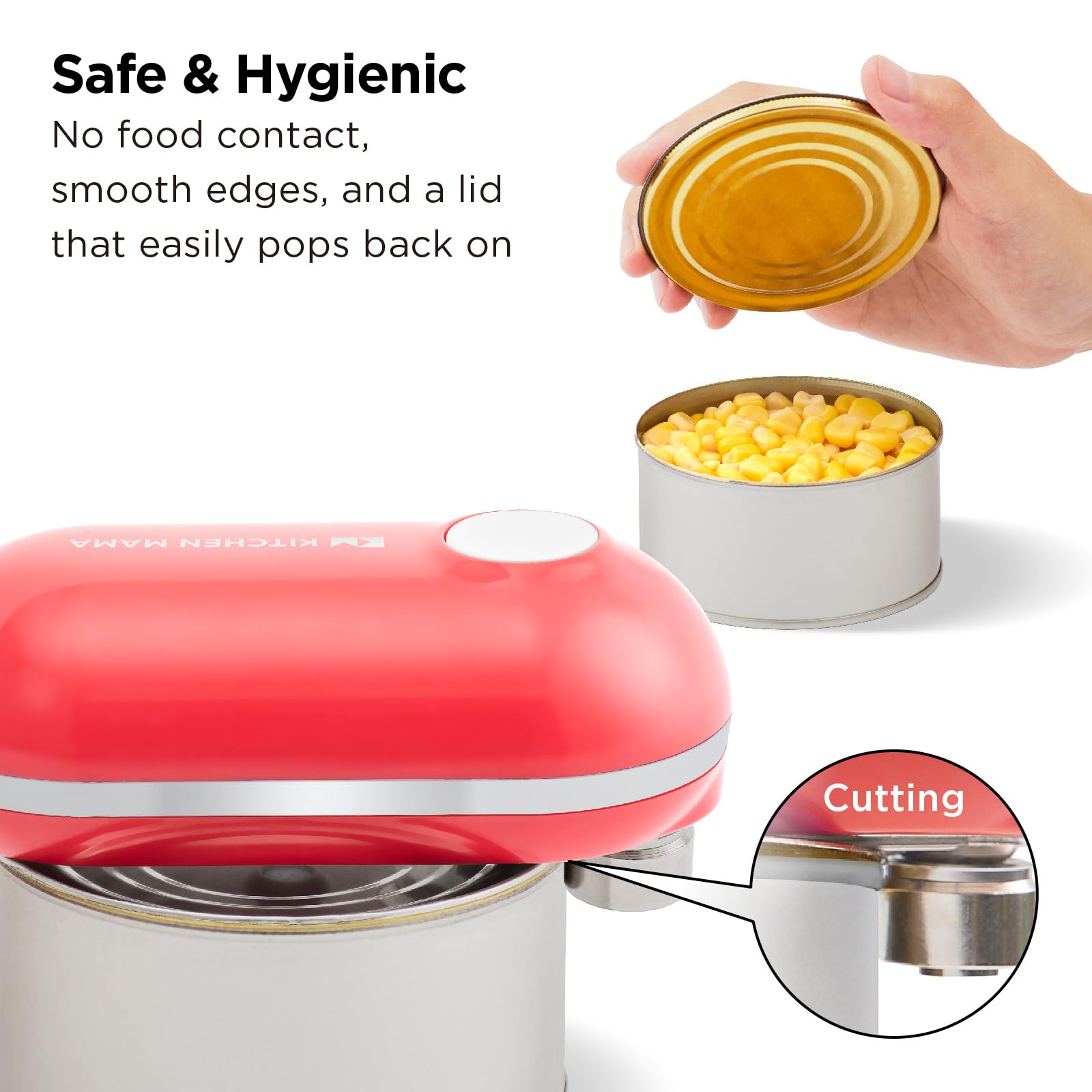Kitchen Mama Mini Plus smooth-edge cutting keeps edges safe.
