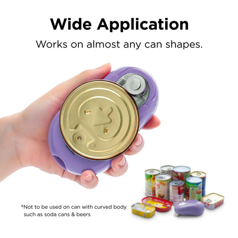 Kitchen Mama One-Touch Purple Opener reduces hand strain during prep.
