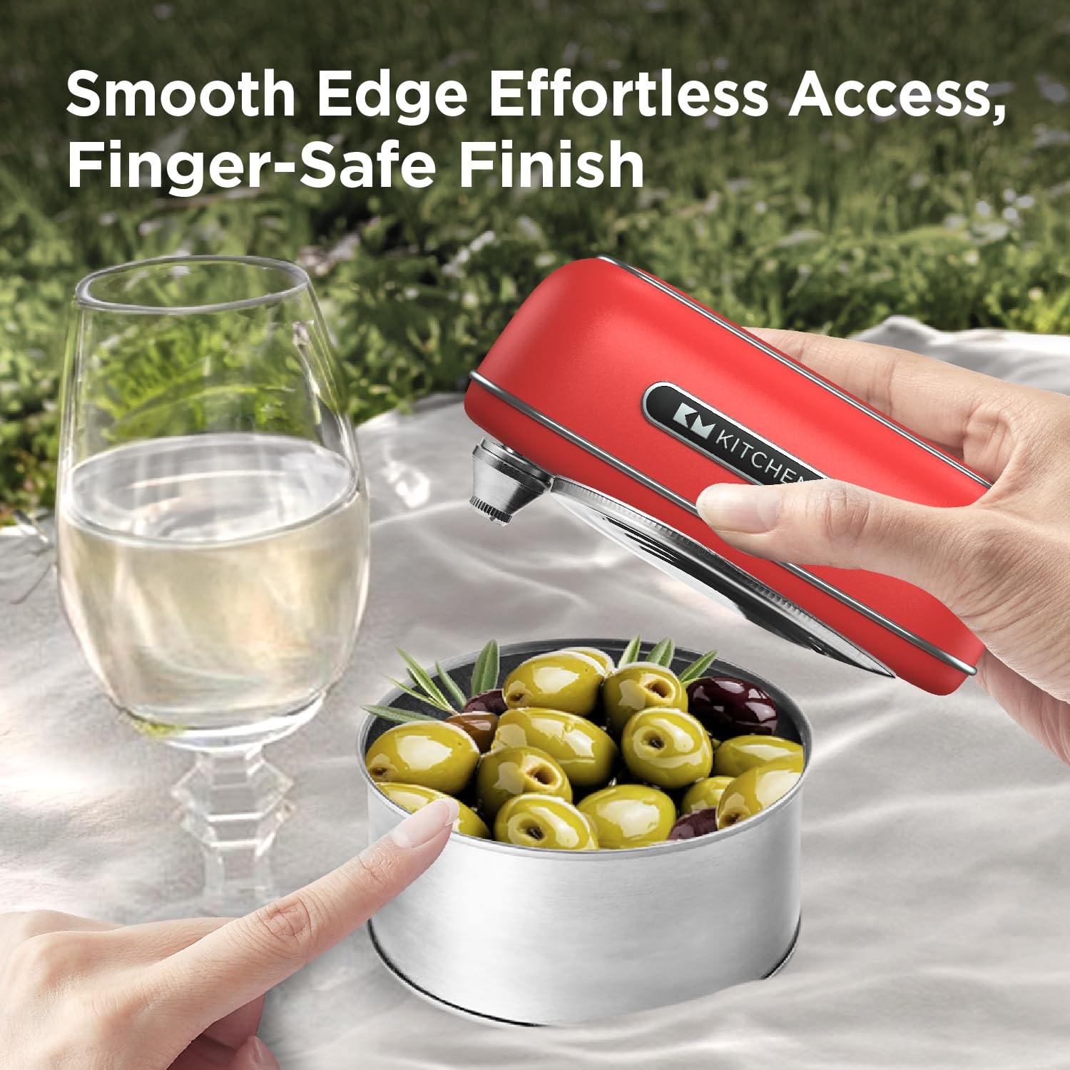 Kitchen Mama Orbit One smooth-edge cut leaves contents intact and easy to pour.