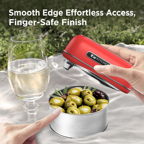 Kitchen Mama Orbit One smooth-edge cut leaves contents intact and easy to pour.