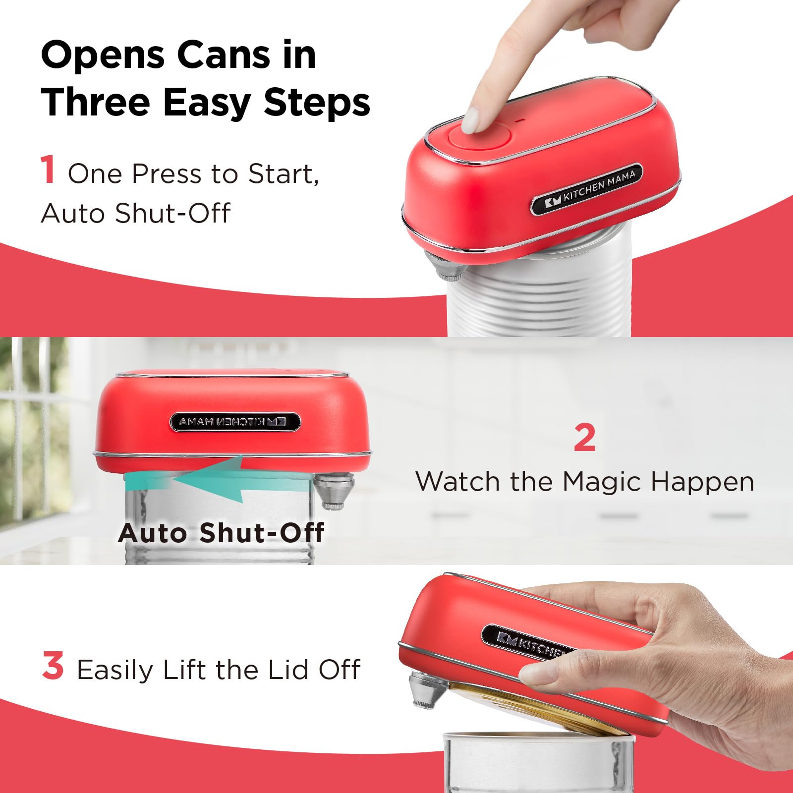 Kitchen Mama Orbit One USB-C charging port enables quick, travel-ready power.
