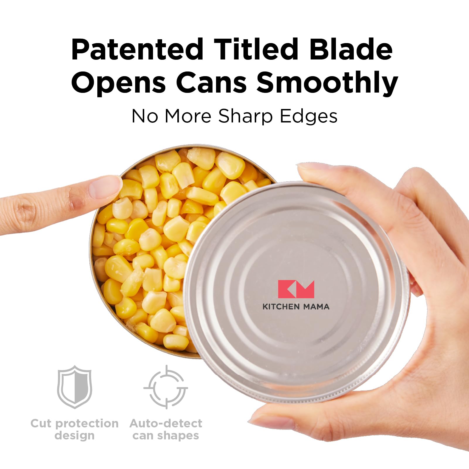 Lid remover and side-cut design provide touch-free lid removal.