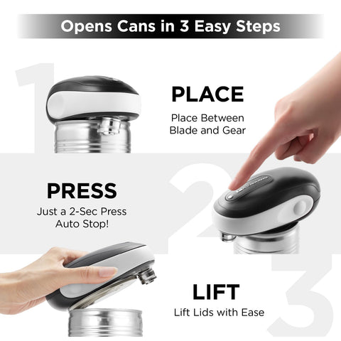 Tilted blade creates safe, smooth edges while preserving can contents.