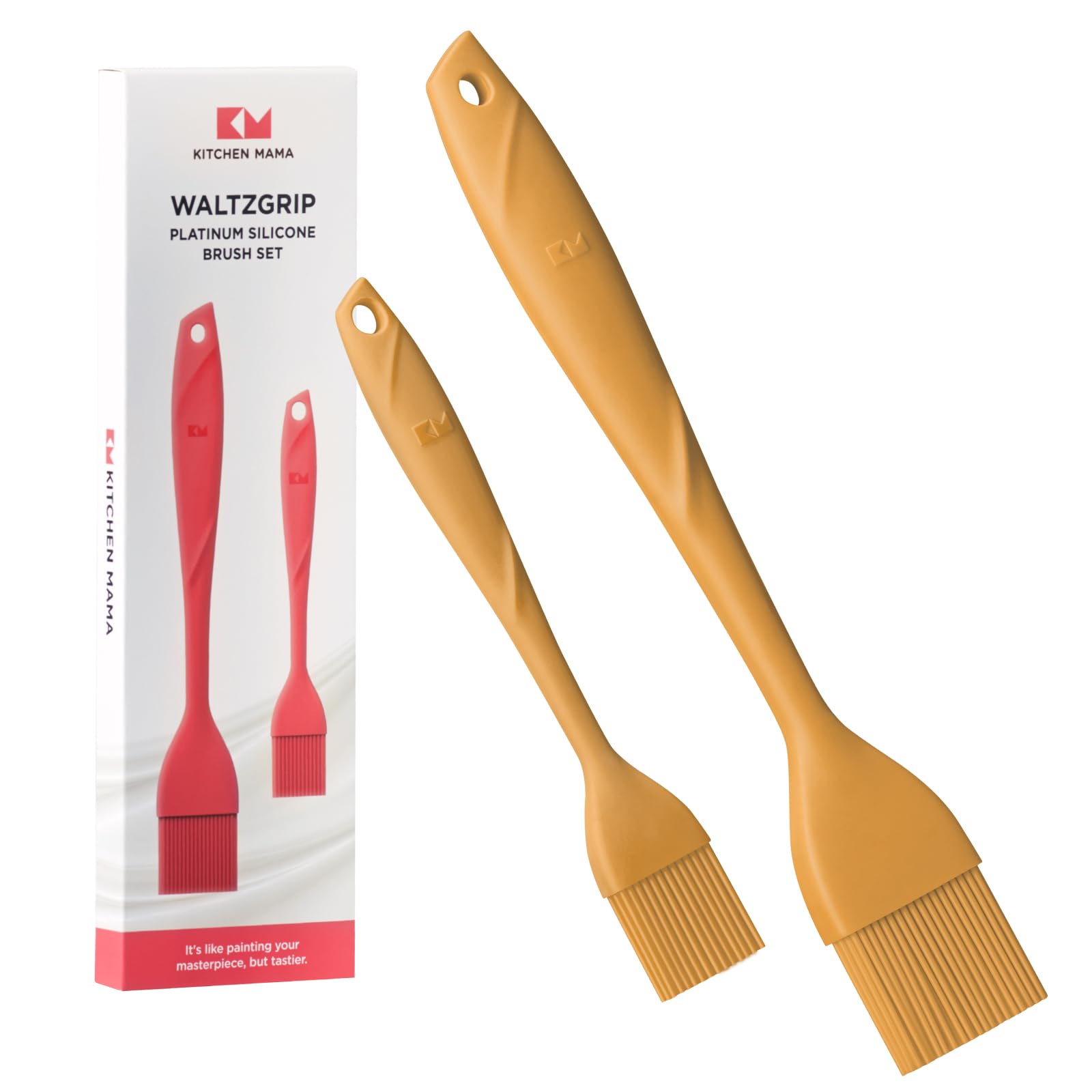 Kitchen Mama WaltzGrip 11.5-inch silicone basting brush for even grilling and sauces.