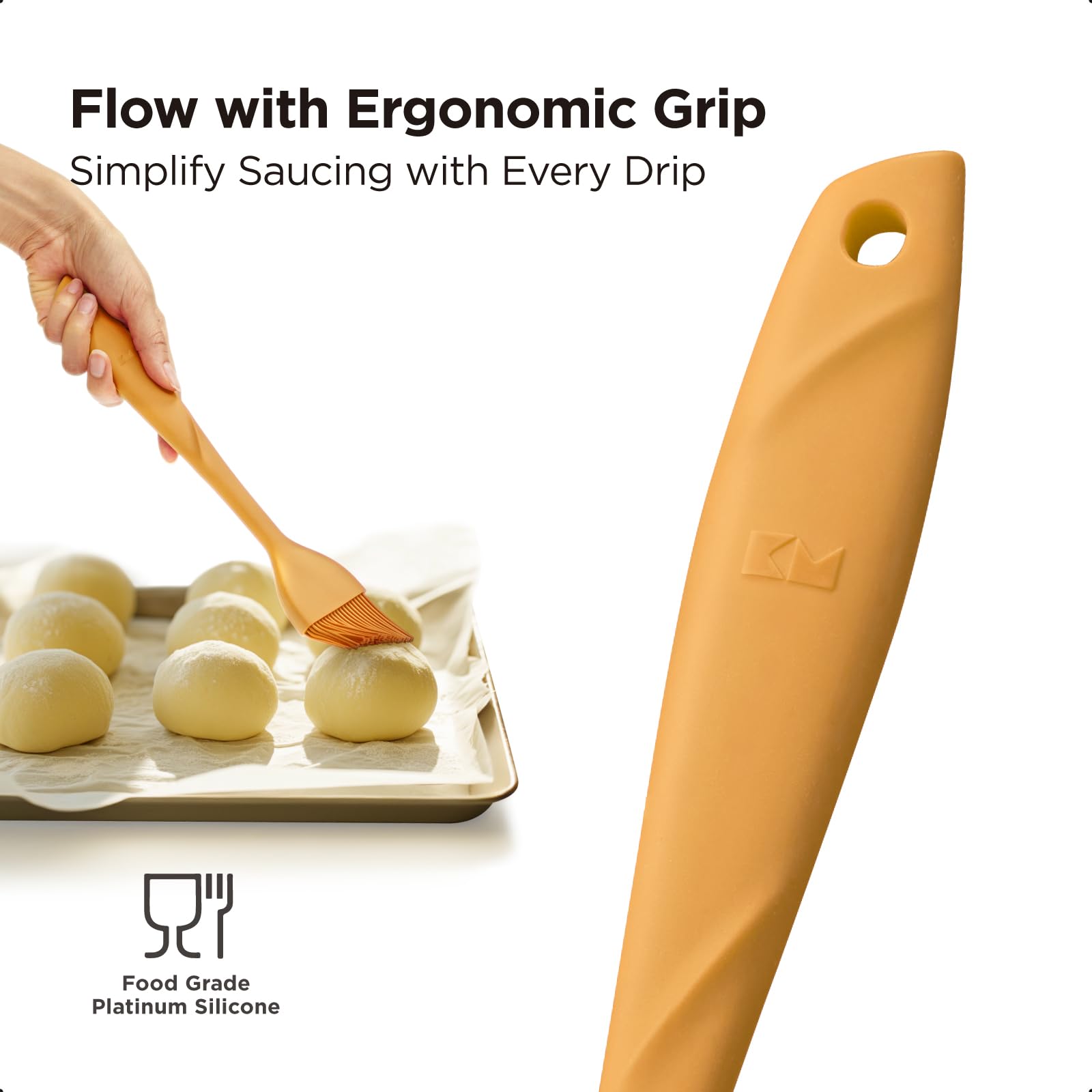 Kitchen Mama WaltzGrip with stainless steel core and seamless bristles for safe cooking.