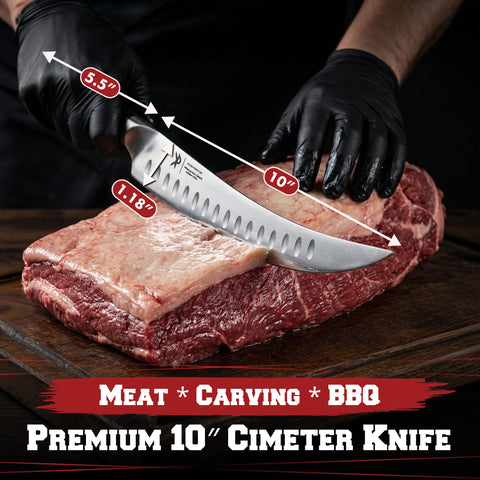 Kitchen Perfection balance handle ergonomic grip for comfortable cutting.