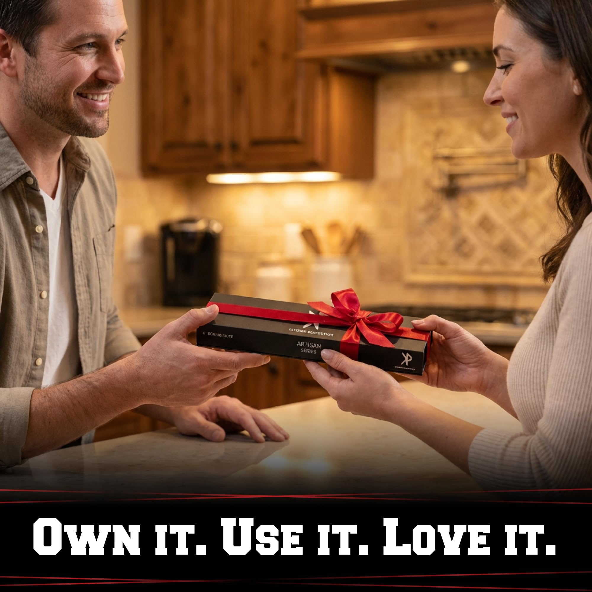 Kitchen Perfection full-tang ergonomic handles ensure balanced control while carving.