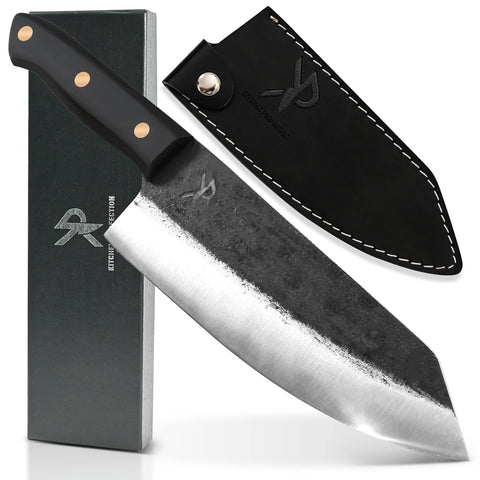 Kitchen perfection handmade knife closeup highlights a razor edge for precise slicing.
