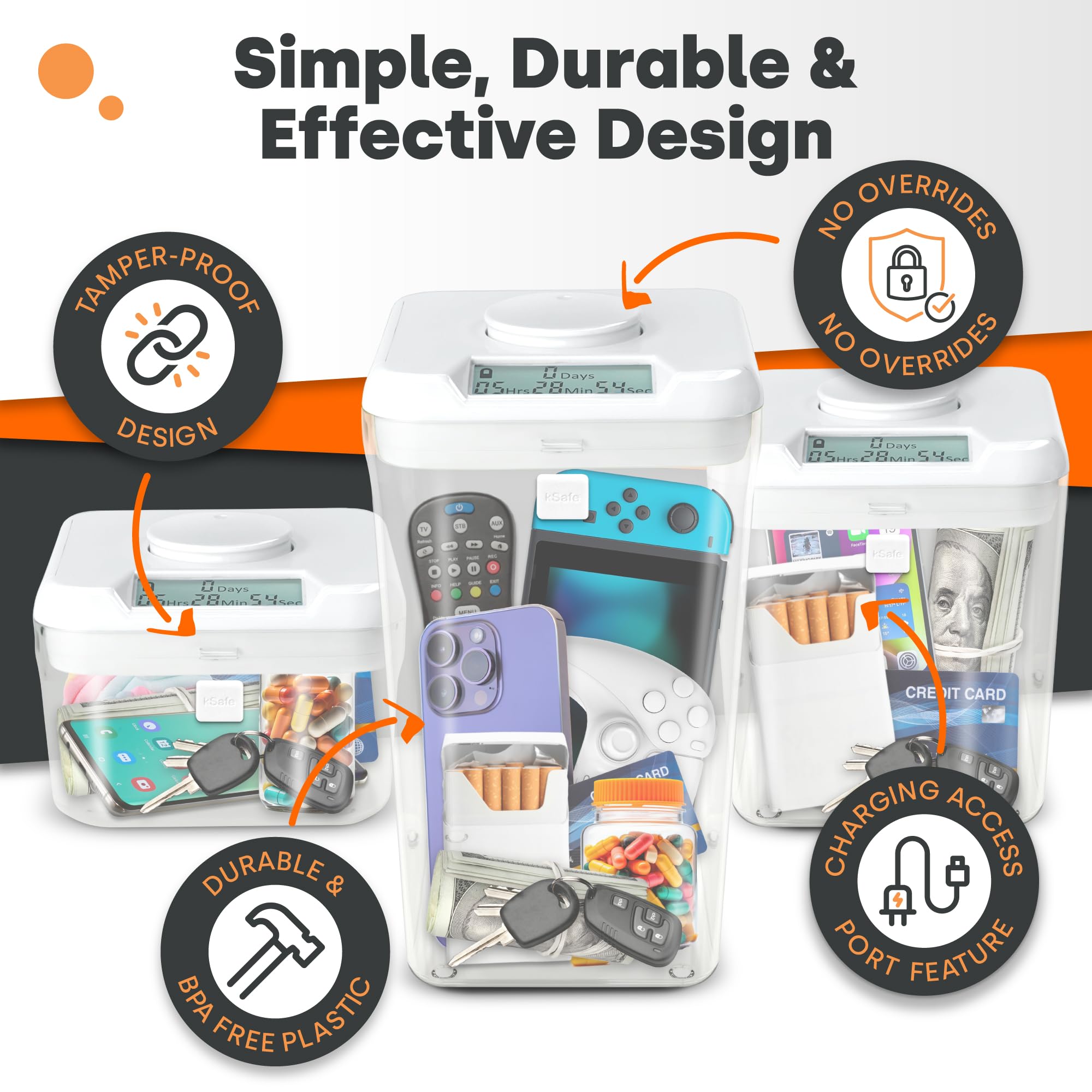 Kitchen Safe K-Safe phone-fit demonstrates secure device storage