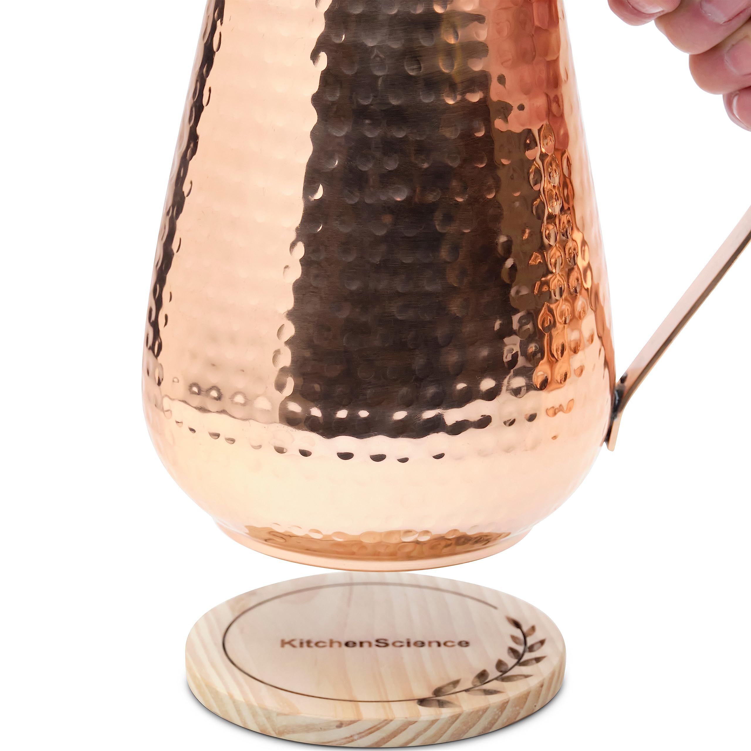 Kitchen Science pure copper pitcher wide-mouth eases filling and cleaning.