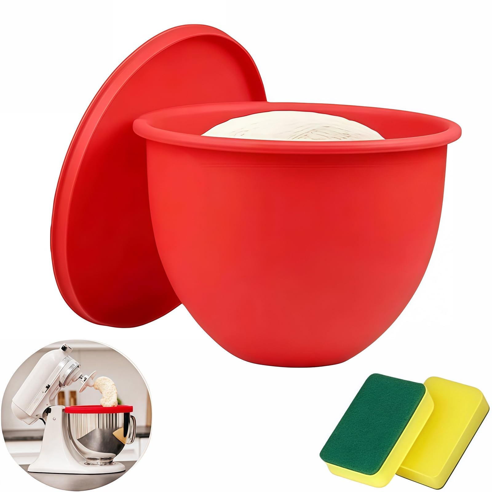 Kitchen Silicone Bowl Insert Aid with pour spout for controlled pouring.