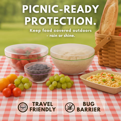 Kitchen Strong stackable covers shown in compact storage solution