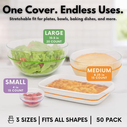 Kitchen Strong stretch‑fit elastic covers demonstrating secure seal on bowls and plates