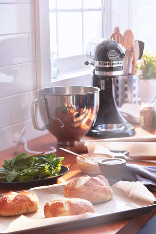 Close-up of 10-speed dial on KitchenAid Artisan mixer showing precise control
