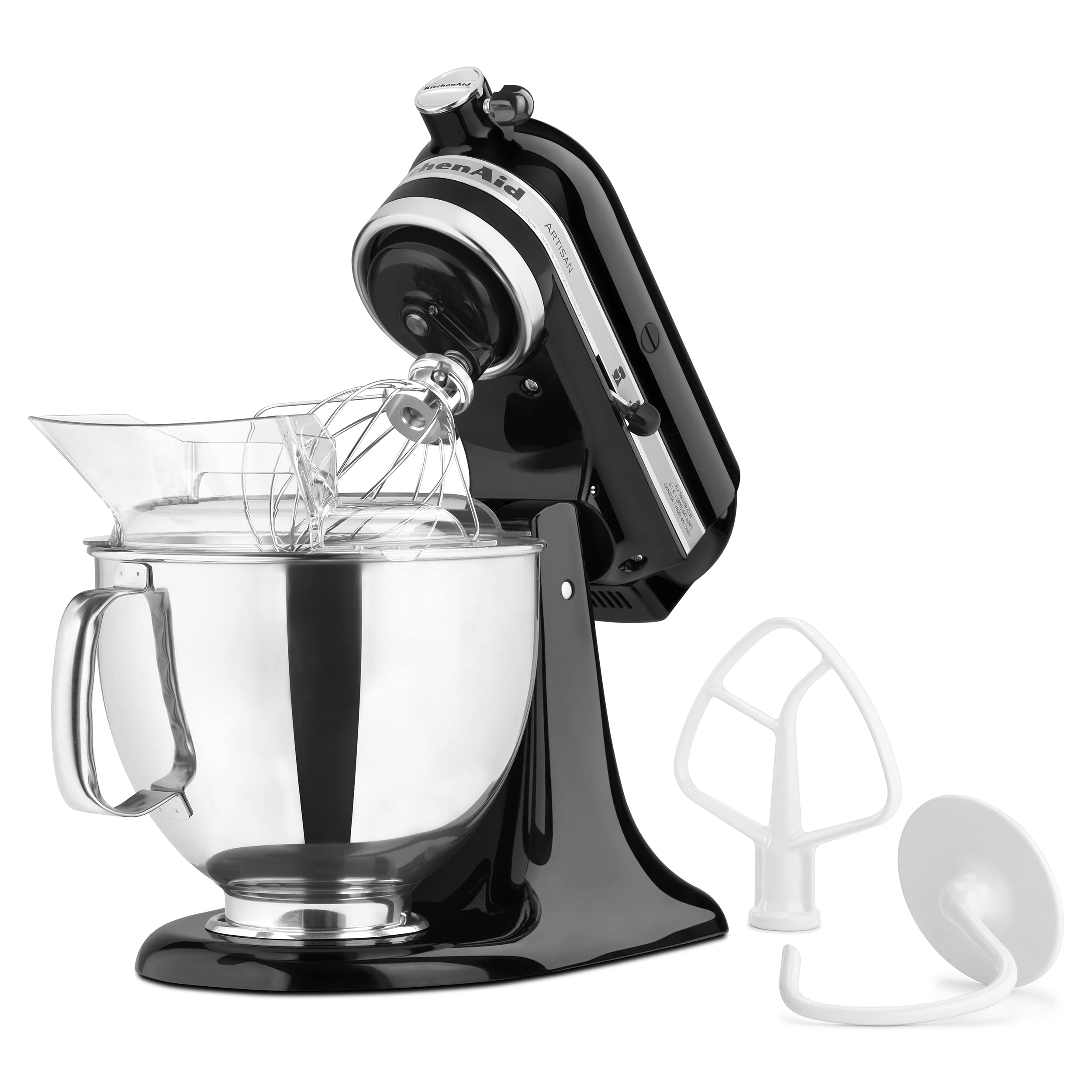 Stainless steel 5-quart bowl on KitchenAid Artisan mixer for large batches