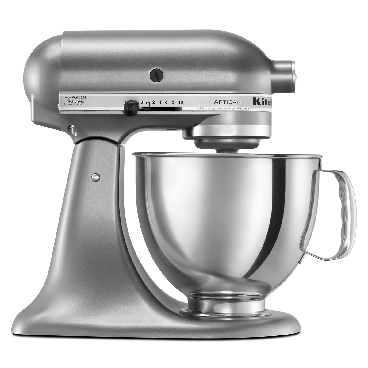 KitchenAid Artisan 5-quart tilt-head mixer shows durable build and versatile power.