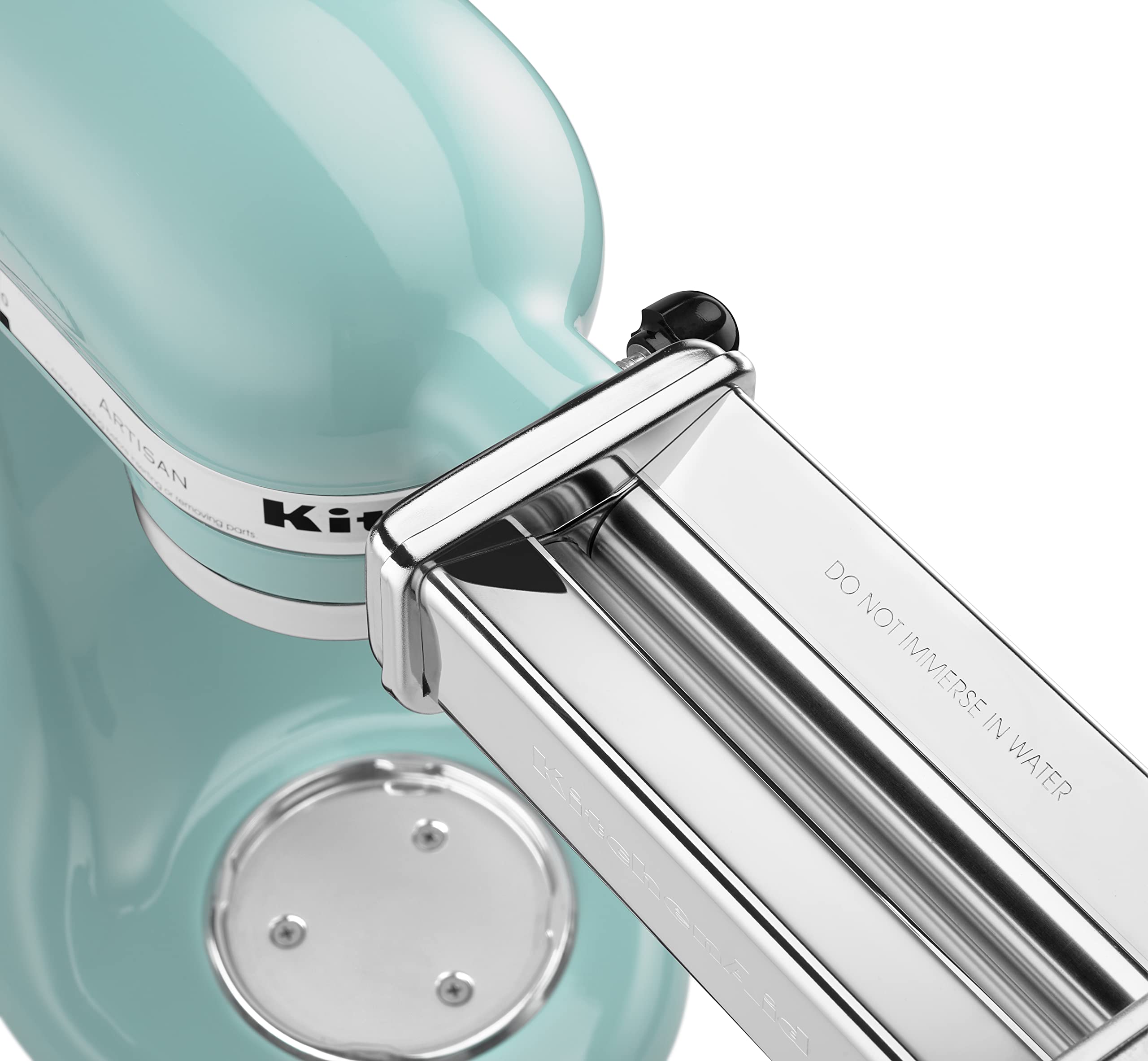 KitchenAid Artisan 5-Qt Tilt-Head Mixer Aqua Sky tilt-head design shown for easy access.