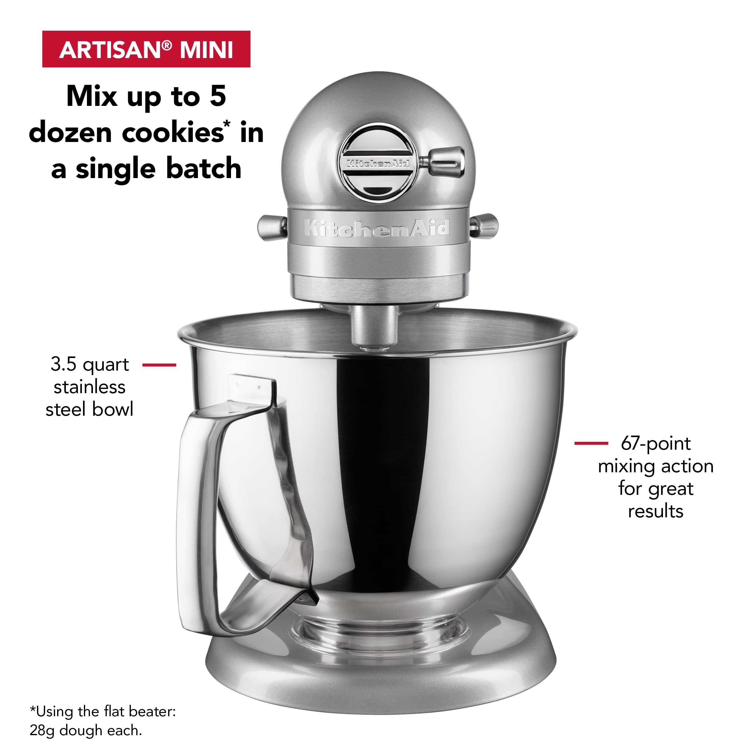 Contour Silver finish on KitchenAid Artisan Mini fits modern kitchens.