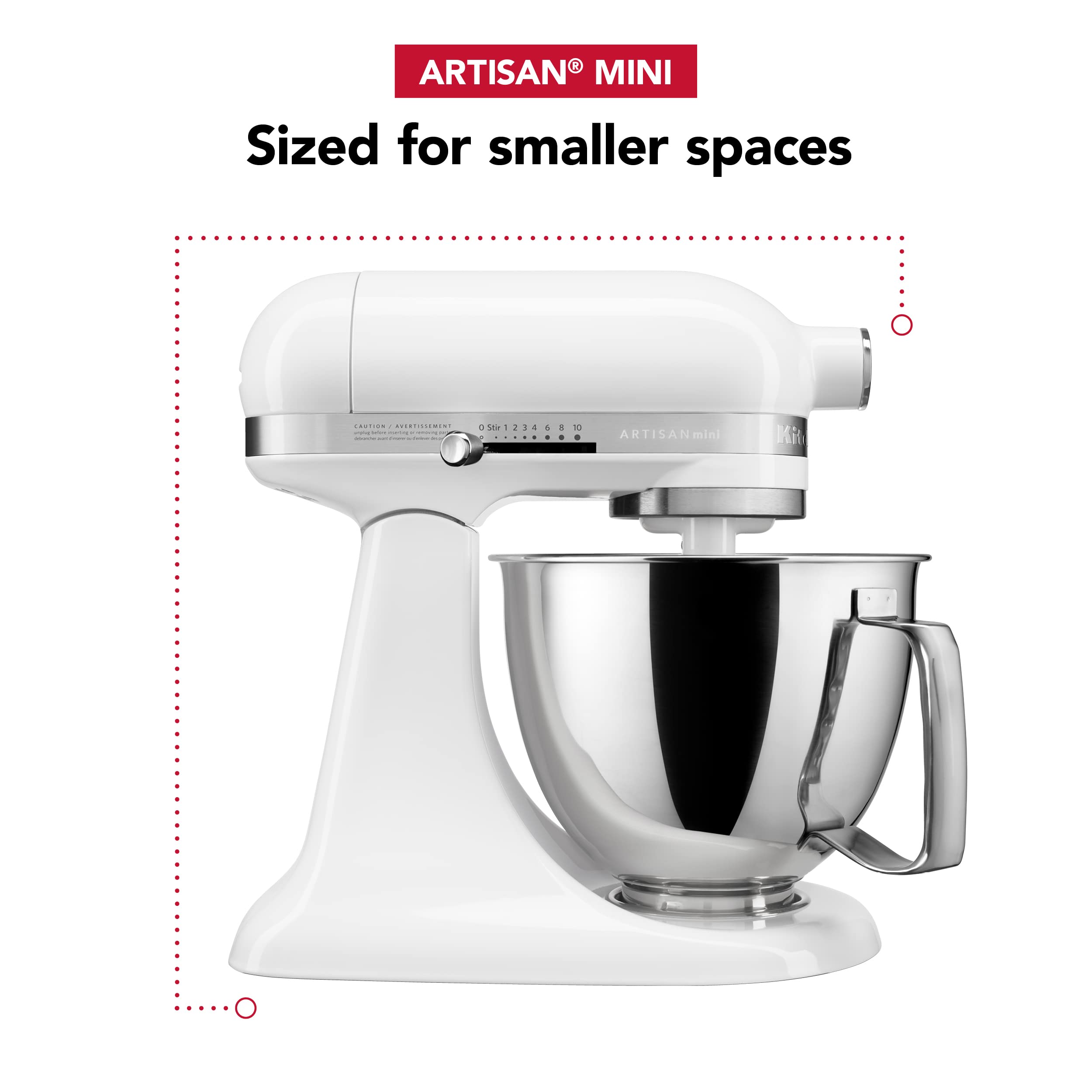 KitchenAid Artisan Mini durable metal construction for long-lasting use.