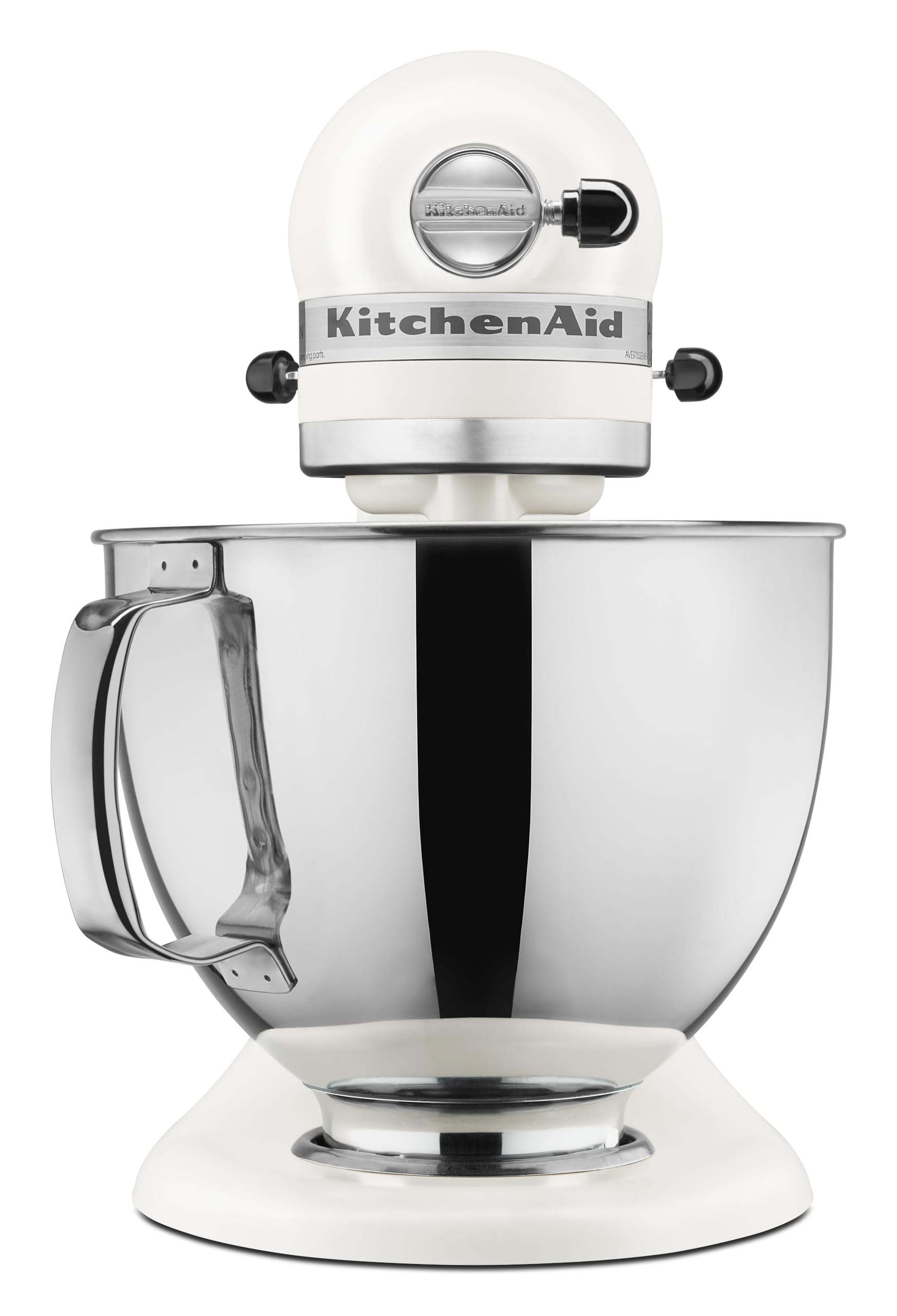 KitchenAid Artisan stainless steel bowl with 5-quart capacity for versatile family-sized batches.