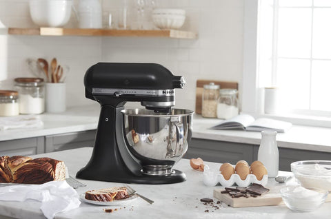 KitchenAid Artisan mixer in matte black complements any kitchen style