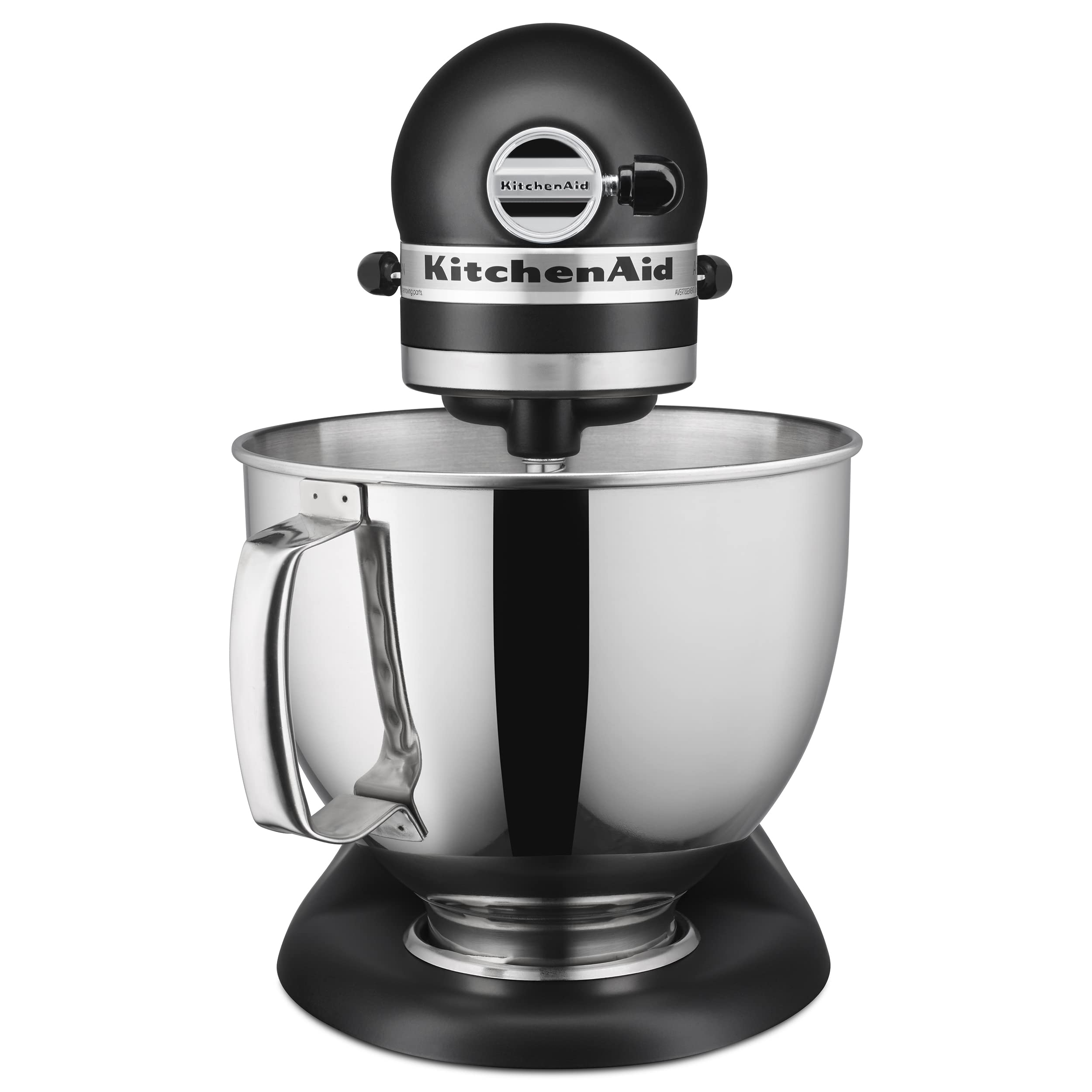 KitchenAid Artisan mixer matte black with pouring shield for mess-free ingredient transfer
