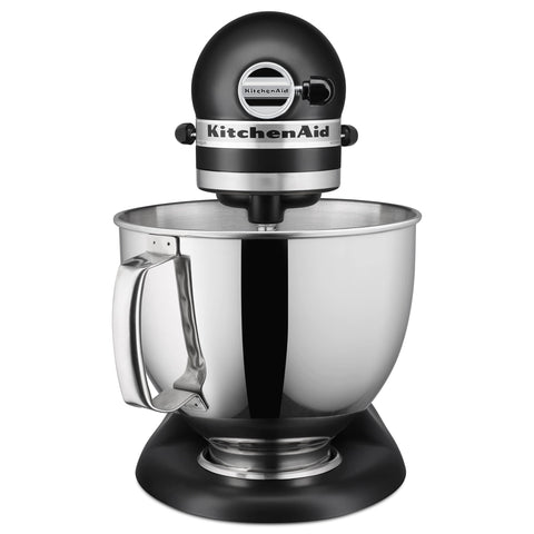 KitchenAid Artisan mixer matte black with pouring shield for mess-free ingredient transfer