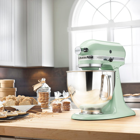 KitchenAid Artisan tilt-head mixer showing 59 touchpoints for thorough mixing