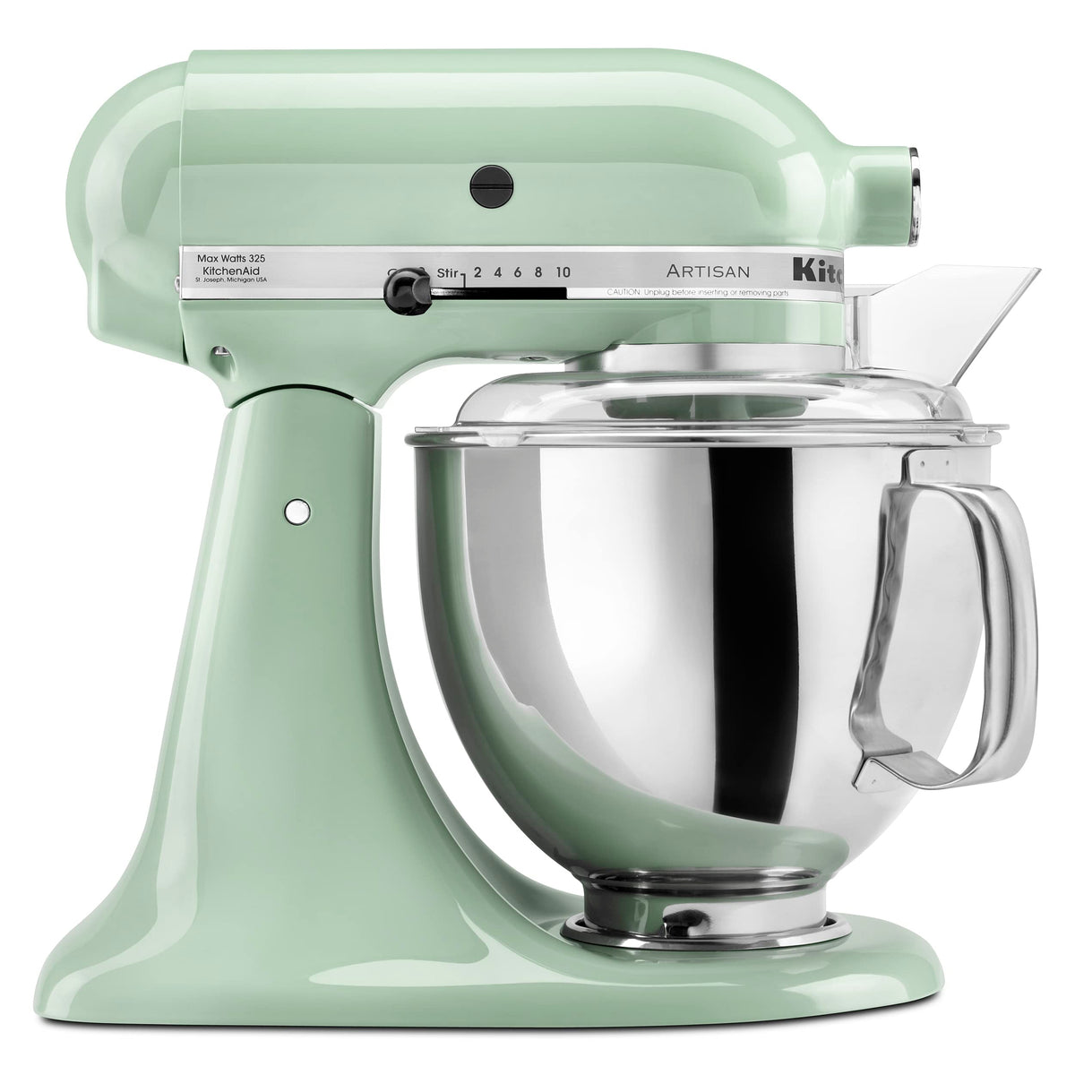 KitchenAid Artisan tilt-head mixer with pouring shield for controlled batter pouring