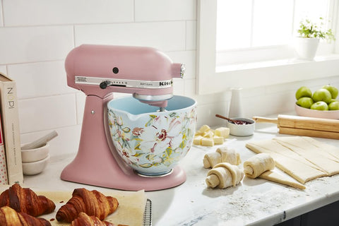 KitchenAid ceramic bowl transfers ingredients with less mess during prep.