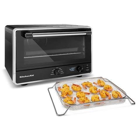 KitchenAid KCO124BM digital air fry oven with No-Flip Basket for crispy fries.