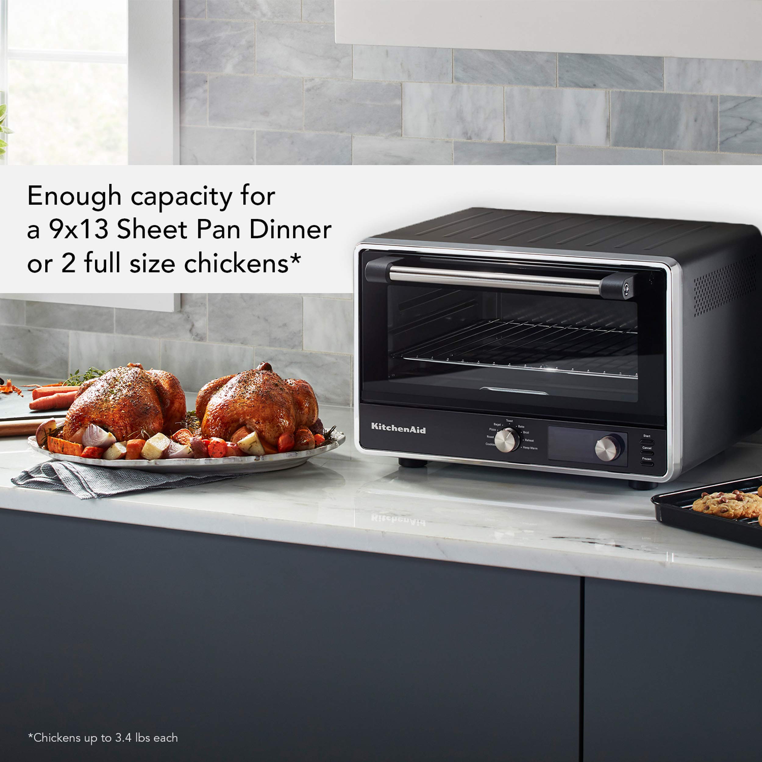 KitchenAid KCO124BM includes removable tray and grill rack for easy cleaning.