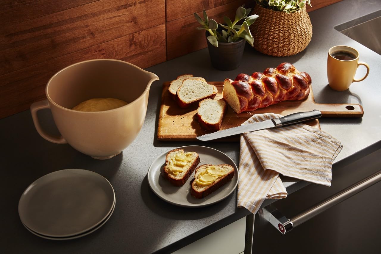 KitchenAid fired clay ceramic bowl, chip-resistant ceramic for long-lasting use.