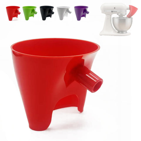 KitchenAid flour funnel red front view keeps spills away during pouring