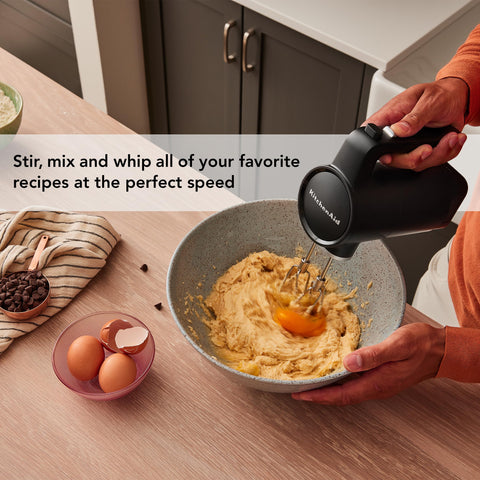 KitchenAid Go cordless hand mixer with dishwasher-safe attachments for simple cleanup