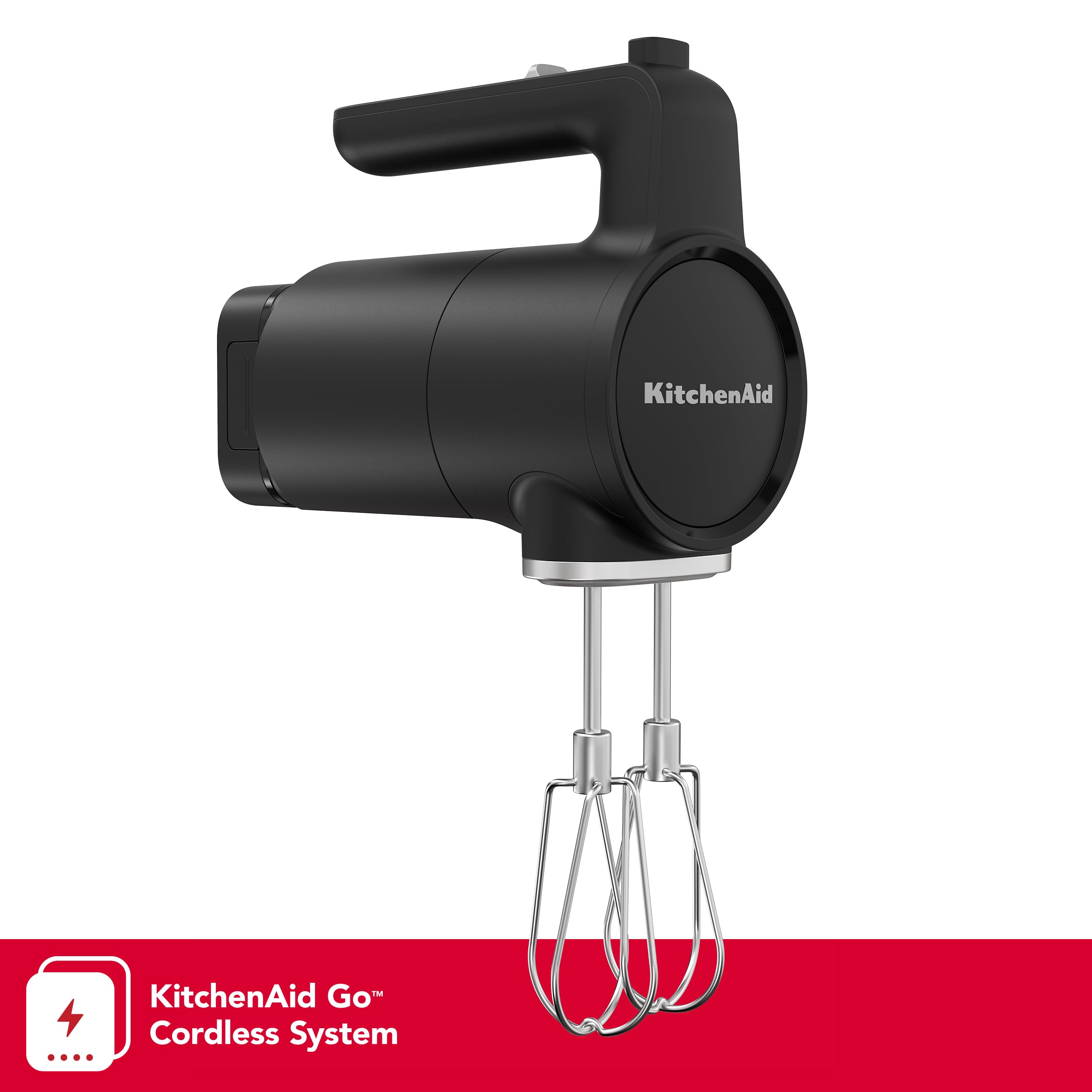KitchenAid Go cordless hand mixer in use for cord-free mixing anywhere