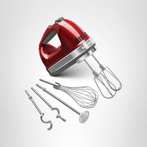 KitchenAid KHM926 blending rod and storage bag keep accessories organized.