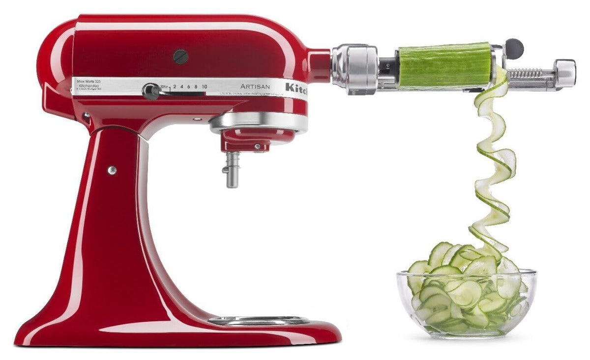 KitchenAid Spiralizer Plus blades set shown for versatile veggie spirals and precise slicing