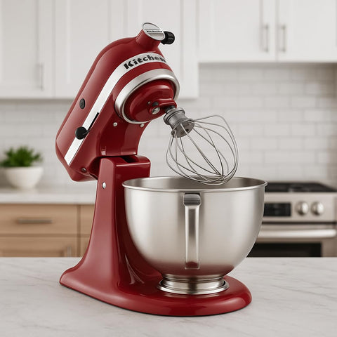 KitchenAid Tilt-Head Mixer metal gears support durable performance during busy kitchen prep.