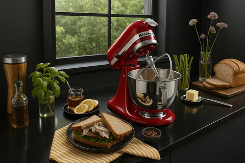 KitchenAid Tilt-Head Mixer planetary action delivers thorough mixing with minimal scraping.
