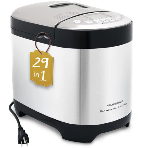 KITCHENARM 29-in-1 smart bread machine front view in stainless steel for daily home baking.