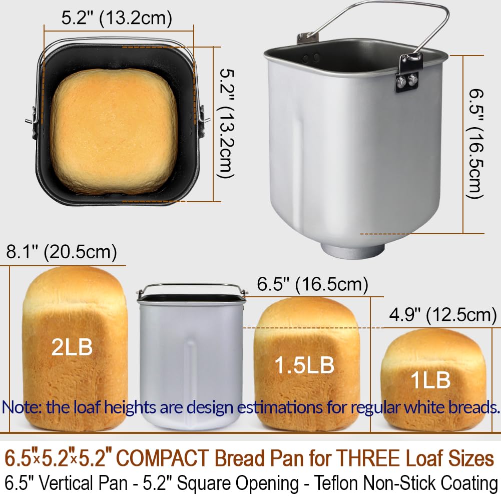 KITCHENARM three loaf sizes display for 2lb, 1.5lb, and 1lb loaves.