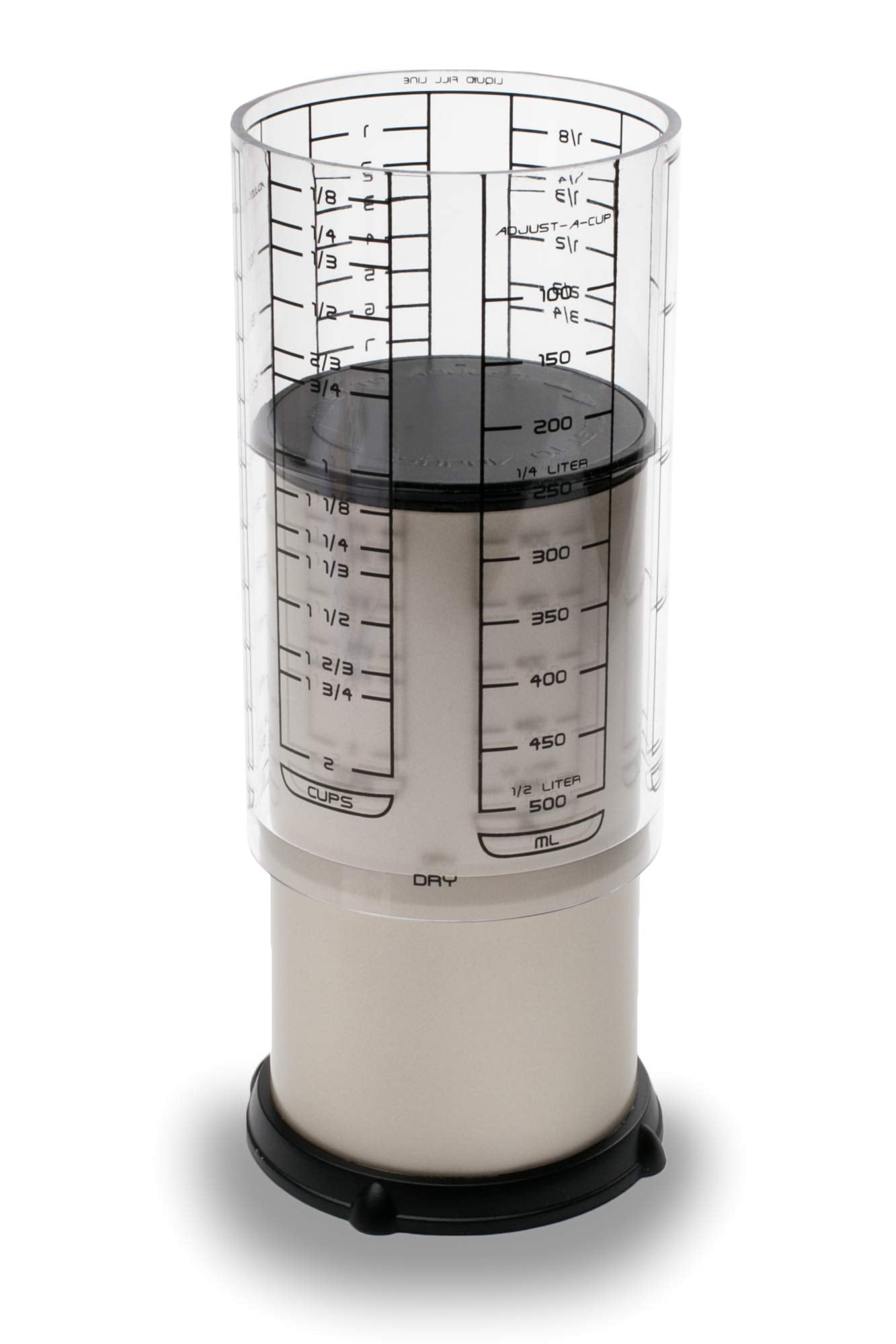 KitchenArt Pro 2-Cup Adjust-A-Cup close-up in champagne satin finish for elegant kitchen organization.