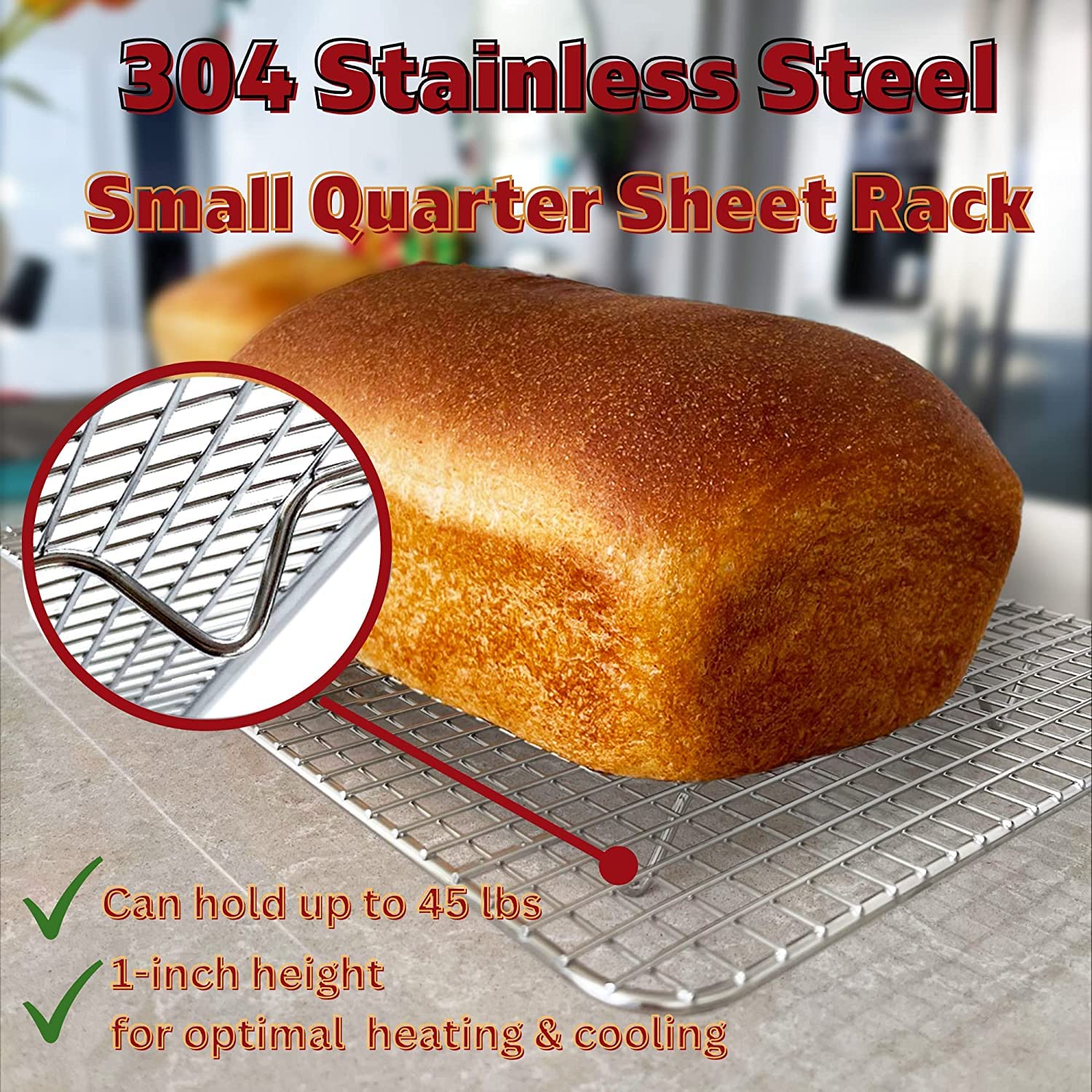 Kitchenatics 45-lb capacity wire rack suitable for heavy cooling tasks.