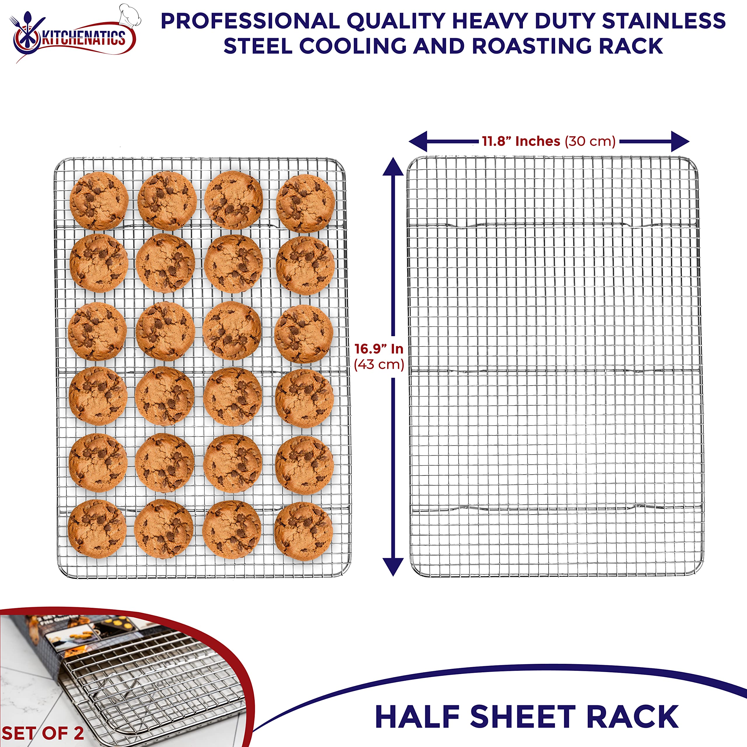KITCHENATICS gift-worthy baking rack set for bakers and home cooks