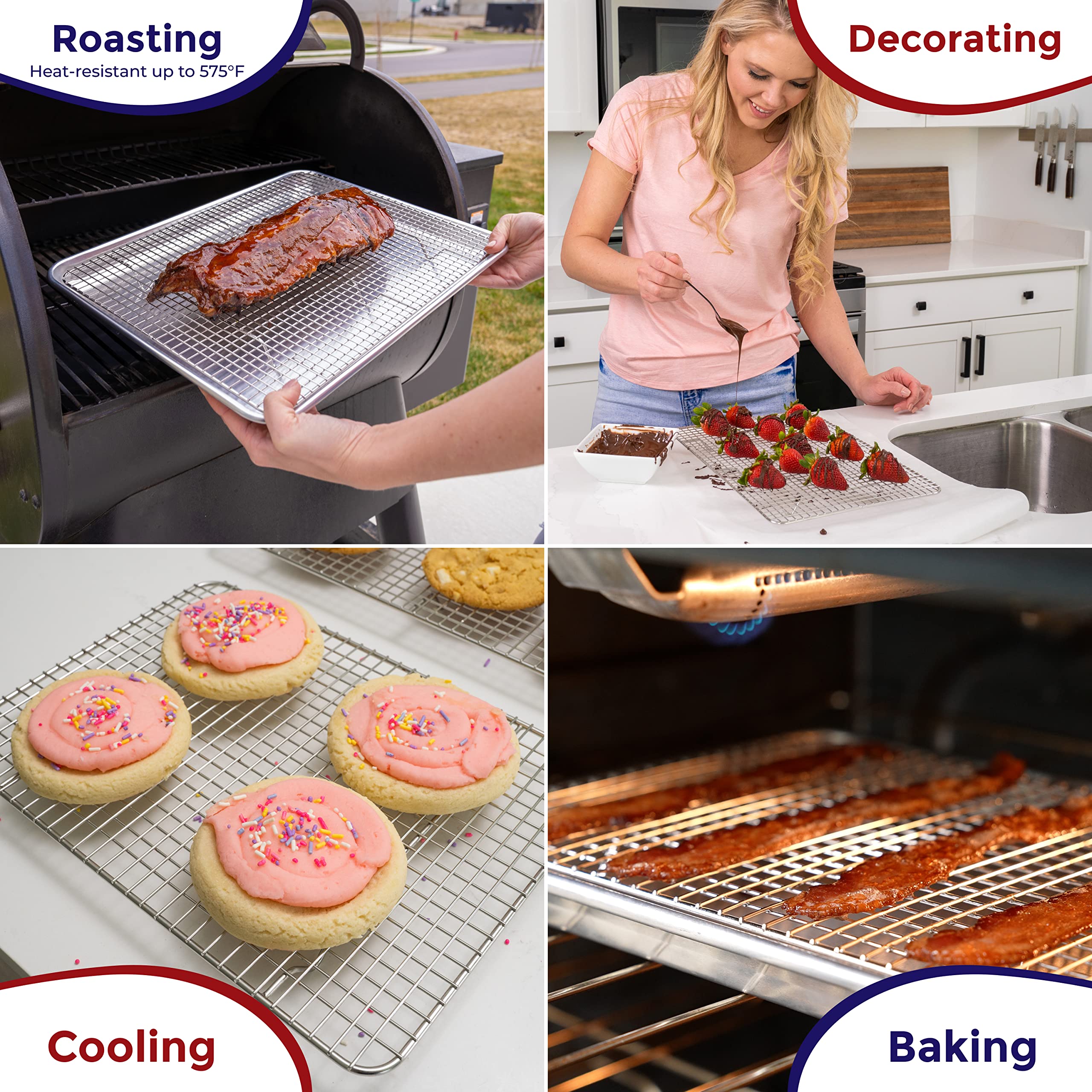KITCHENATICS multipurpose rack fits standard 10x15 jelly roll pans