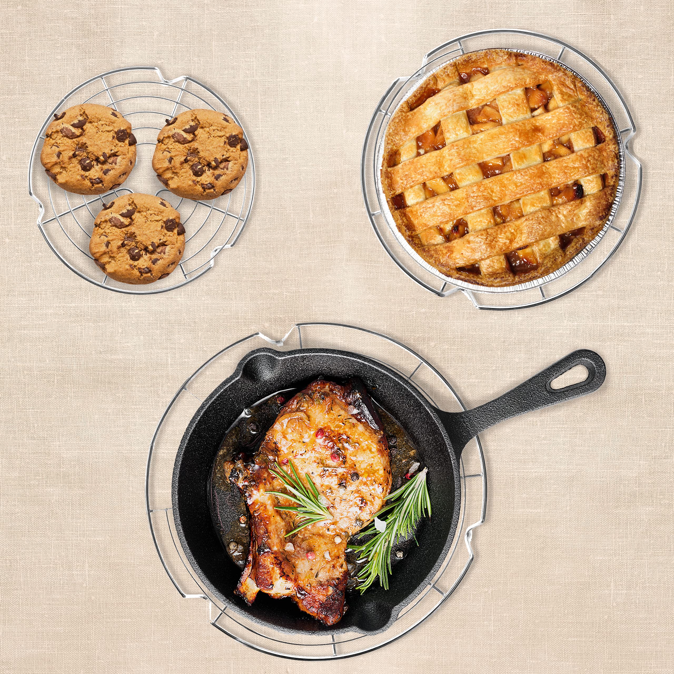 KITCHENATICS round cooling rack 10.5-inch supports larger pans and roasts