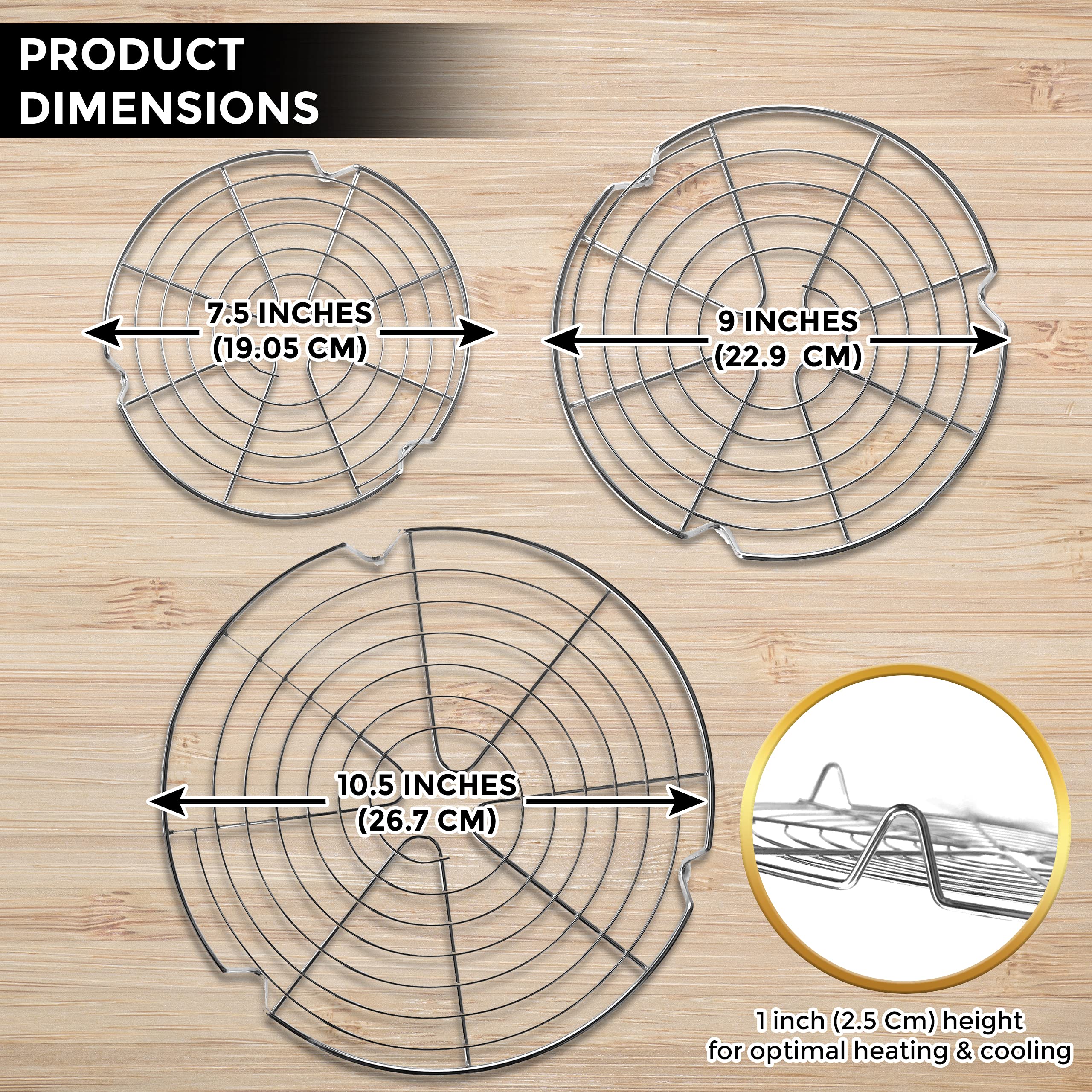 KITCHENATICS round cooling rack 9-inch ideal for pastries and tray cooling